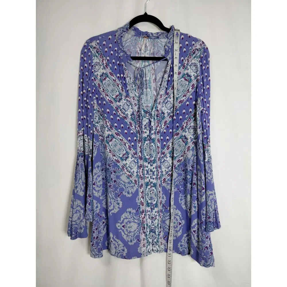 Free People Purple Graphic Lightweight Top Women Size XS
